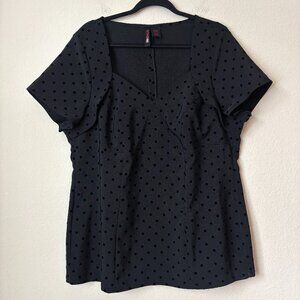 Torrid 2X Retro Chic Polka Dot Pin Up Rockabilly Blouse Top